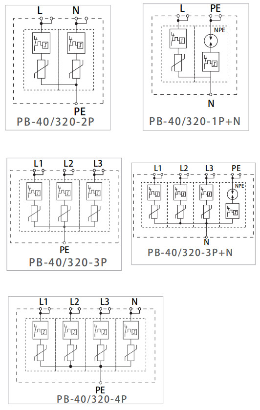 PB-40-320(1P,2PIII级交流电源浪涌保护器)